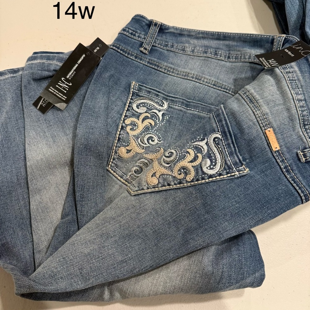 INC International Concepts Light Blue Embellished Jeans